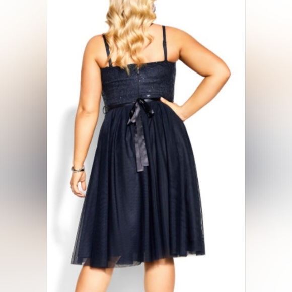 NWT City Chic Sequined Dark Navy Blue Dress Size L (20) - Picture 5 of 10